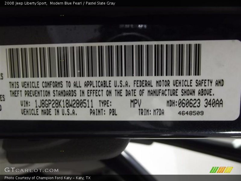 Modern Blue Pearl / Pastel Slate Gray 2008 Jeep Liberty Sport