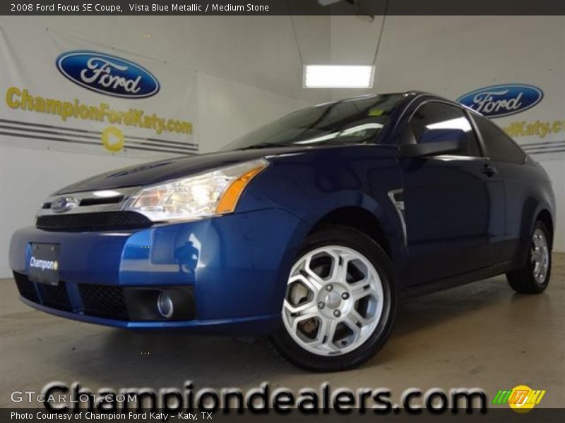 Vista Blue Metallic / Medium Stone 2008 Ford Focus SE Coupe