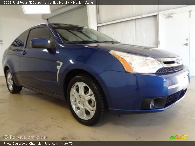 Vista Blue Metallic / Medium Stone 2008 Ford Focus SE Coupe