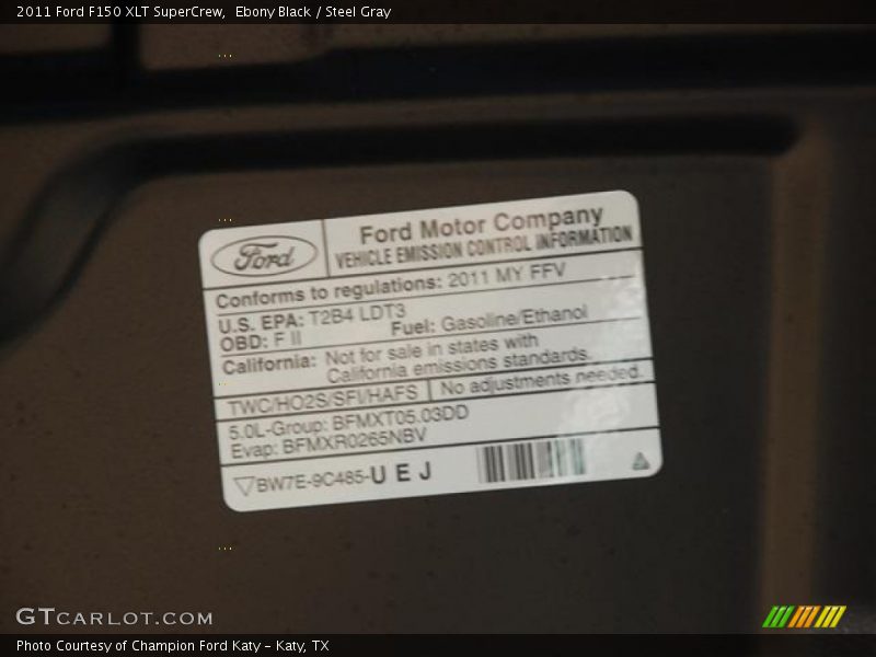 Ebony Black / Steel Gray 2011 Ford F150 XLT SuperCrew