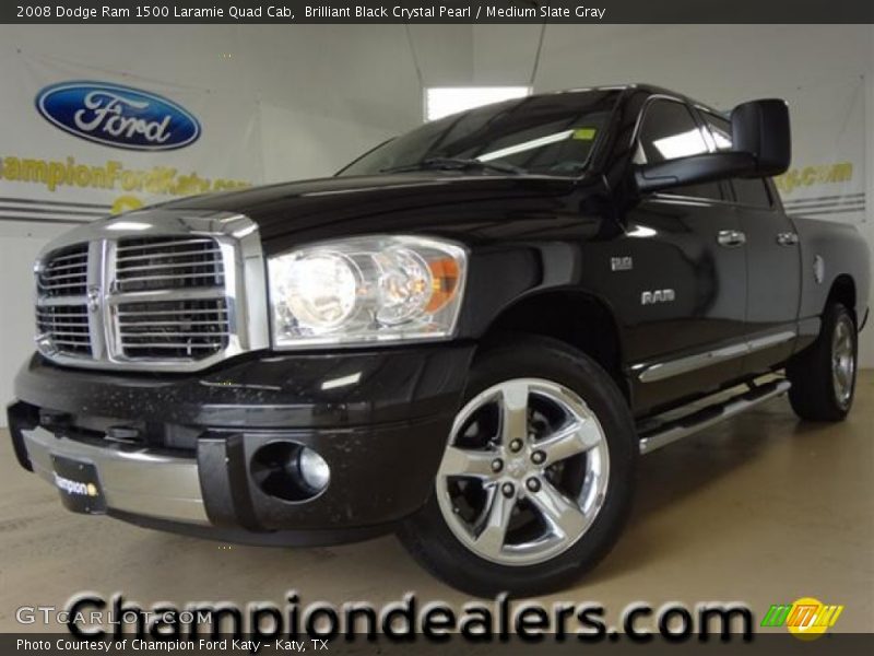 Brilliant Black Crystal Pearl / Medium Slate Gray 2008 Dodge Ram 1500 Laramie Quad Cab