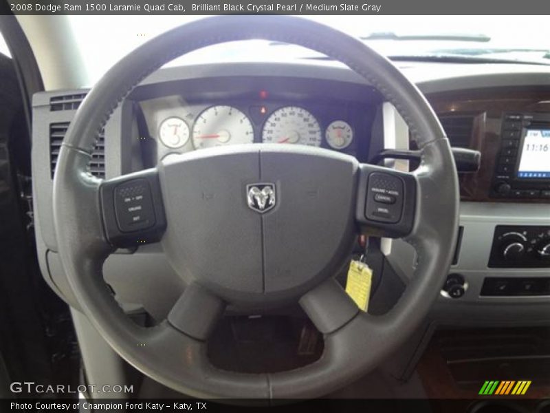 Brilliant Black Crystal Pearl / Medium Slate Gray 2008 Dodge Ram 1500 Laramie Quad Cab