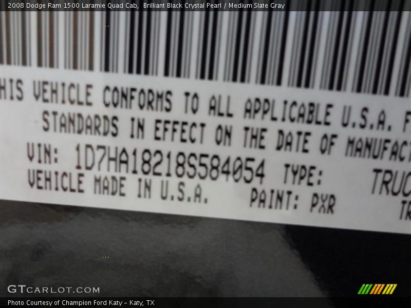 Brilliant Black Crystal Pearl / Medium Slate Gray 2008 Dodge Ram 1500 Laramie Quad Cab