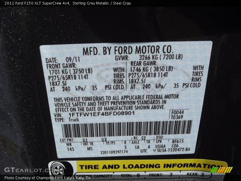 Sterling Grey Metallic / Steel Gray 2011 Ford F150 XLT SuperCrew 4x4