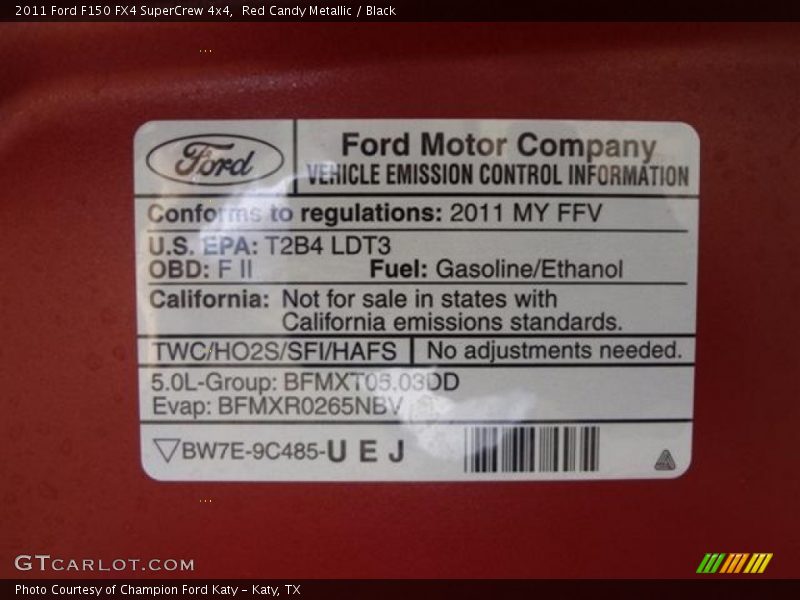 Red Candy Metallic / Black 2011 Ford F150 FX4 SuperCrew 4x4