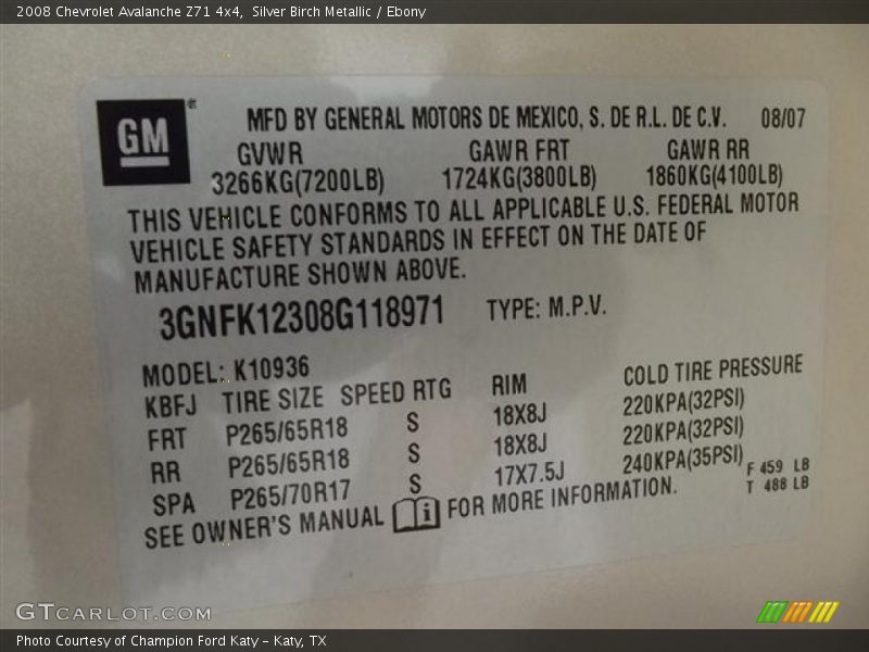 Silver Birch Metallic / Ebony 2008 Chevrolet Avalanche Z71 4x4