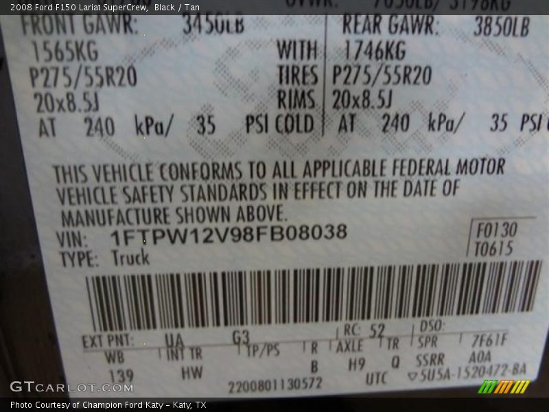 Black / Tan 2008 Ford F150 Lariat SuperCrew