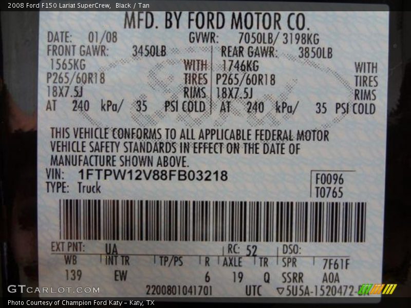 Black / Tan 2008 Ford F150 Lariat SuperCrew