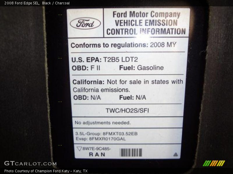 Black / Charcoal 2008 Ford Edge SEL
