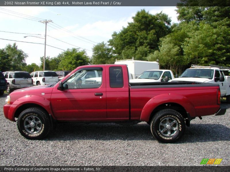 Molten Lava Red Pearl / Gray 2002 Nissan Frontier XE King Cab 4x4