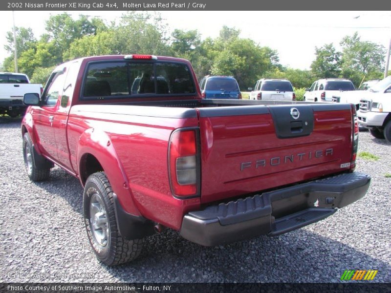 Molten Lava Red Pearl / Gray 2002 Nissan Frontier XE King Cab 4x4