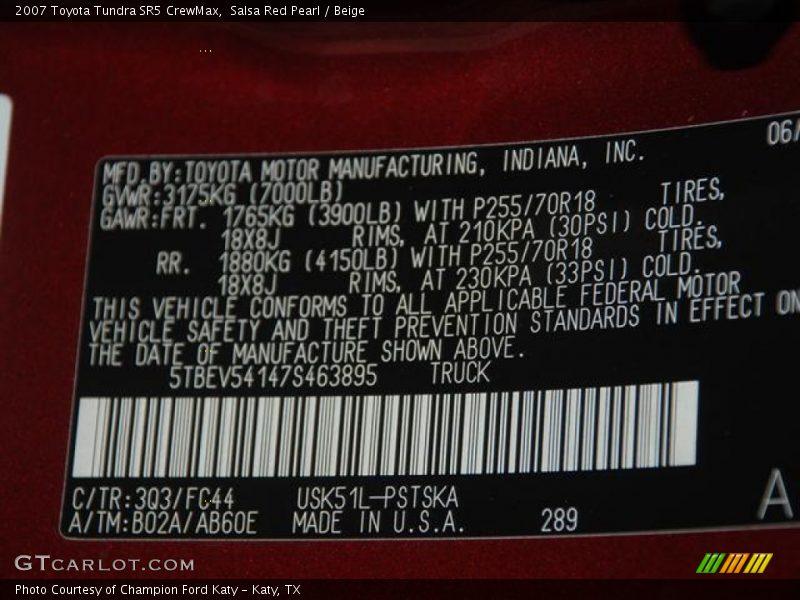 Salsa Red Pearl / Beige 2007 Toyota Tundra SR5 CrewMax
