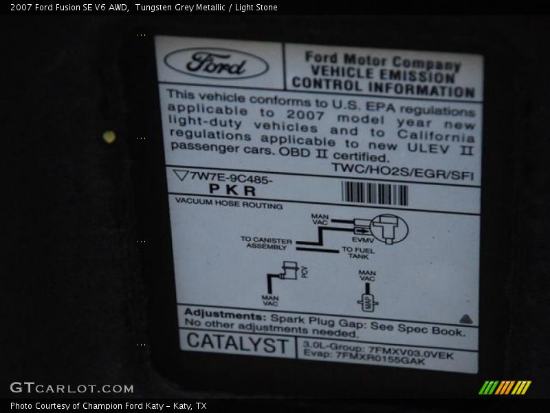 Tungsten Grey Metallic / Light Stone 2007 Ford Fusion SE V6 AWD
