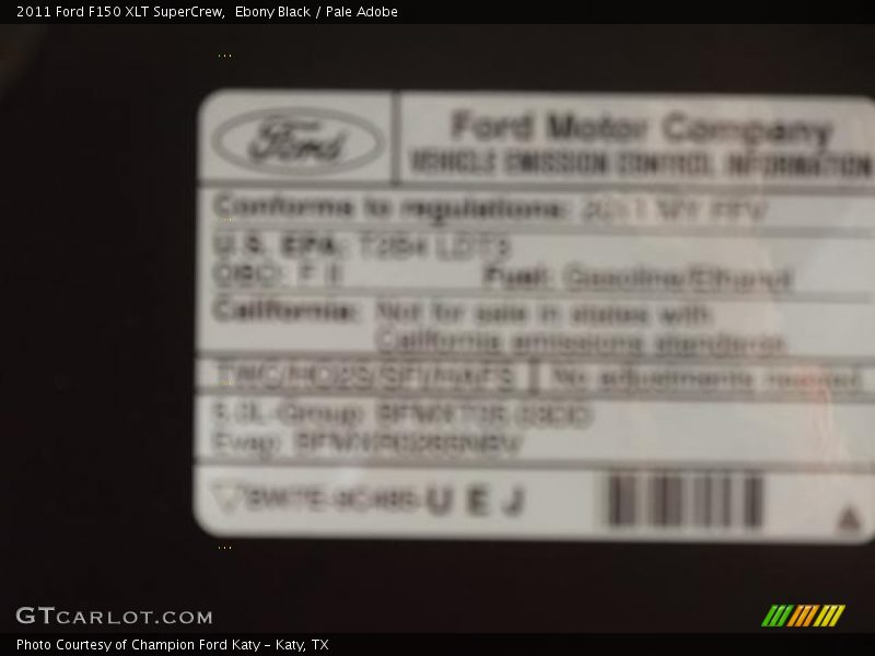 Ebony Black / Pale Adobe 2011 Ford F150 XLT SuperCrew