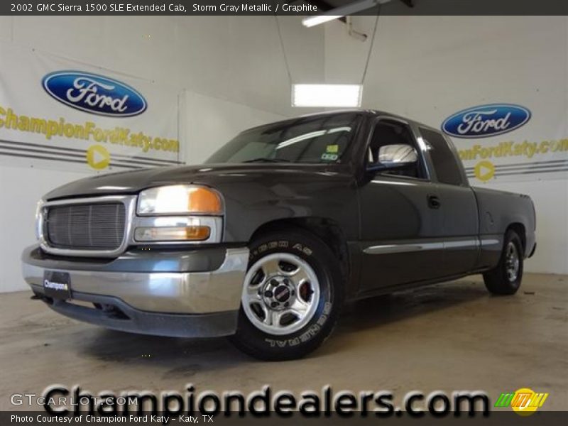 Storm Gray Metallic / Graphite 2002 GMC Sierra 1500 SLE Extended Cab