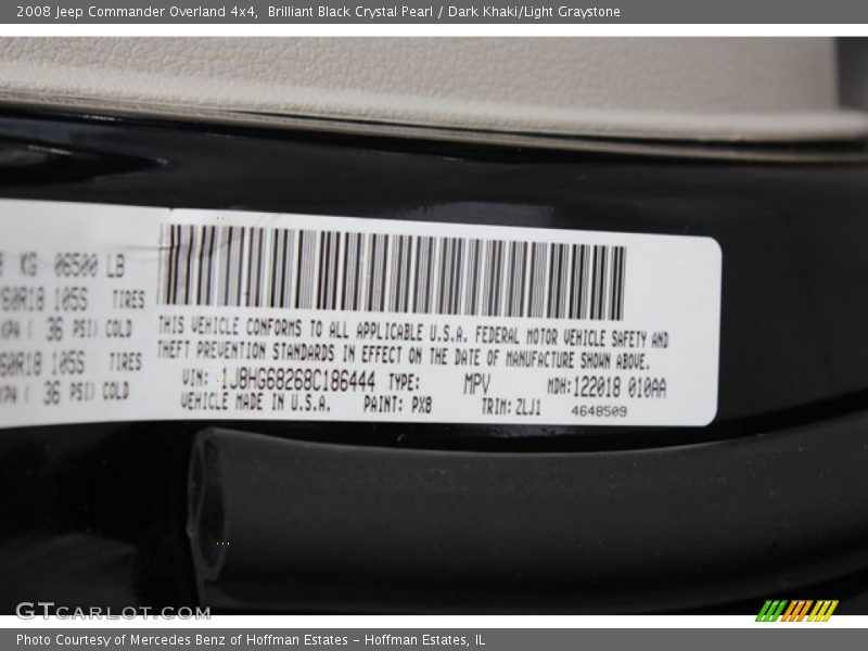 Brilliant Black Crystal Pearl / Dark Khaki/Light Graystone 2008 Jeep Commander Overland 4x4
