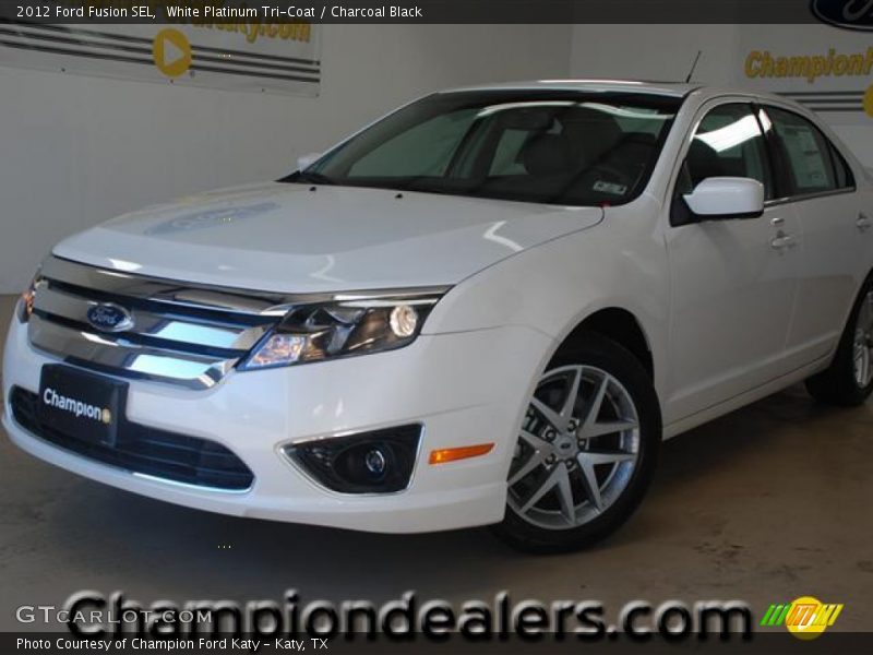 White Platinum Tri-Coat / Charcoal Black 2012 Ford Fusion SEL