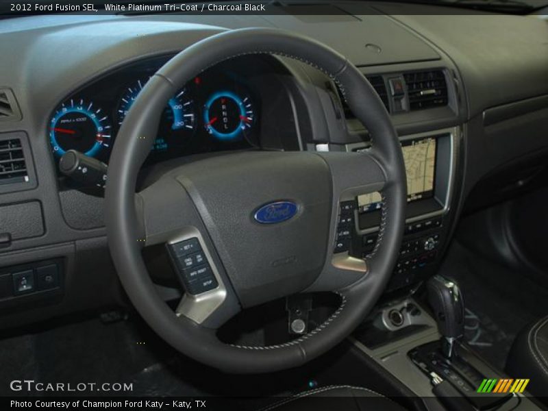 White Platinum Tri-Coat / Charcoal Black 2012 Ford Fusion SEL