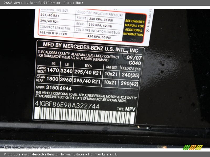 Black / Black 2008 Mercedes-Benz GL 550 4Matic
