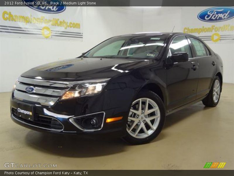 Black / Medium Light Stone 2012 Ford Fusion SEL V6