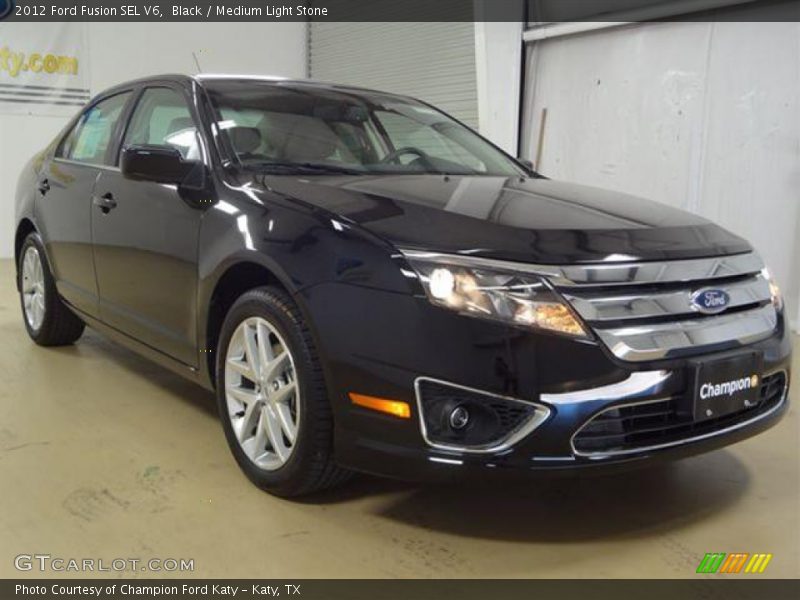 Black / Medium Light Stone 2012 Ford Fusion SEL V6