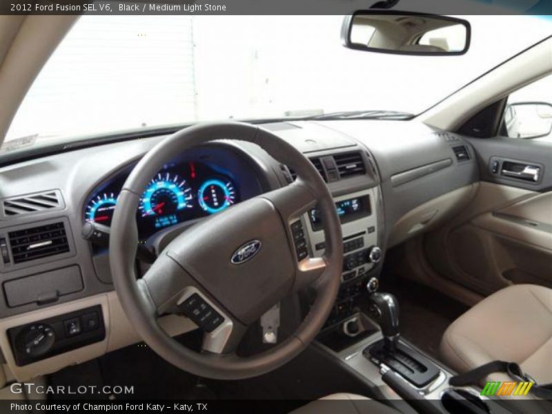 Black / Medium Light Stone 2012 Ford Fusion SEL V6