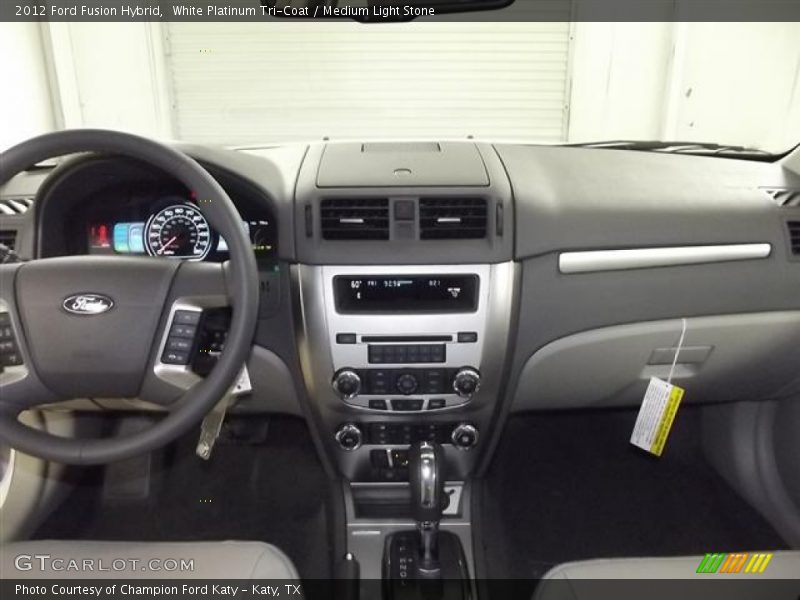 White Platinum Tri-Coat / Medium Light Stone 2012 Ford Fusion Hybrid