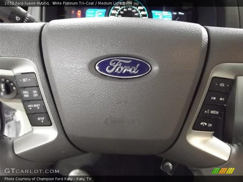 White Platinum Tri-Coat / Medium Light Stone 2012 Ford Fusion Hybrid