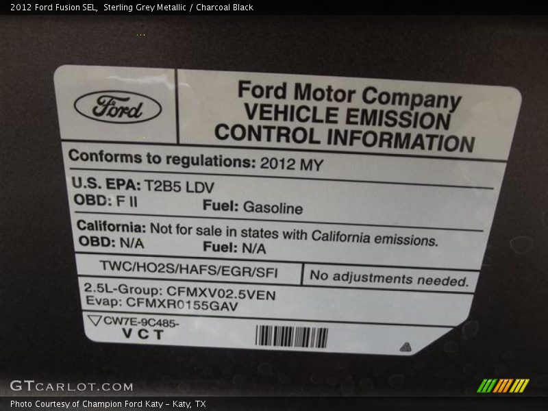 Sterling Grey Metallic / Charcoal Black 2012 Ford Fusion SEL