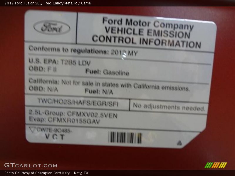 Red Candy Metallic / Camel 2012 Ford Fusion SEL