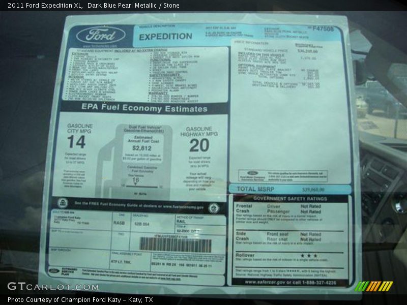  2011 Expedition XL Window Sticker