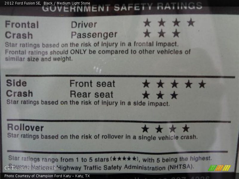 Black / Medium Light Stone 2012 Ford Fusion SE