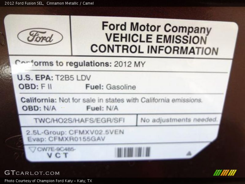 Cinnamon Metallic / Camel 2012 Ford Fusion SEL