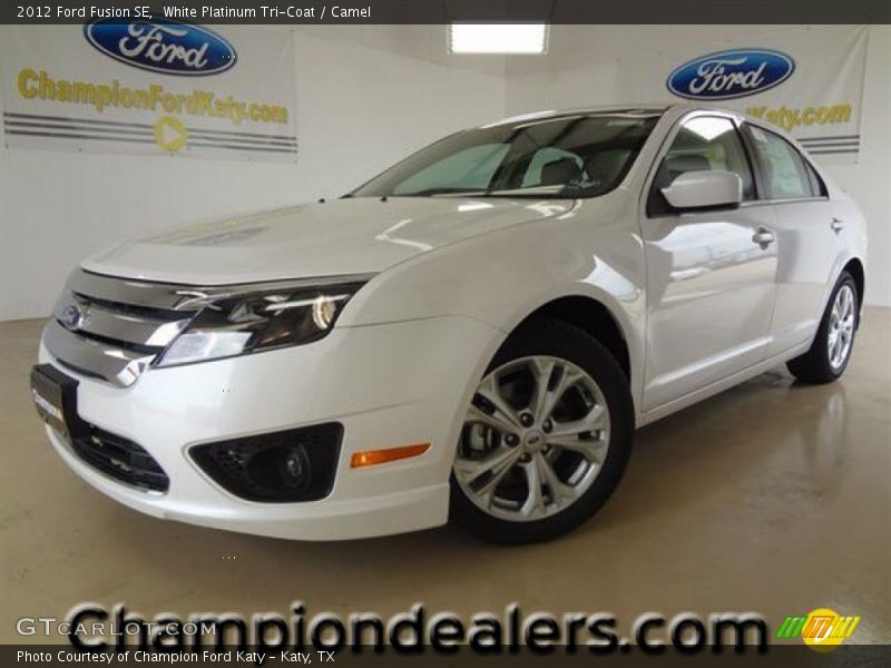 White Platinum Tri-Coat / Camel 2012 Ford Fusion SE
