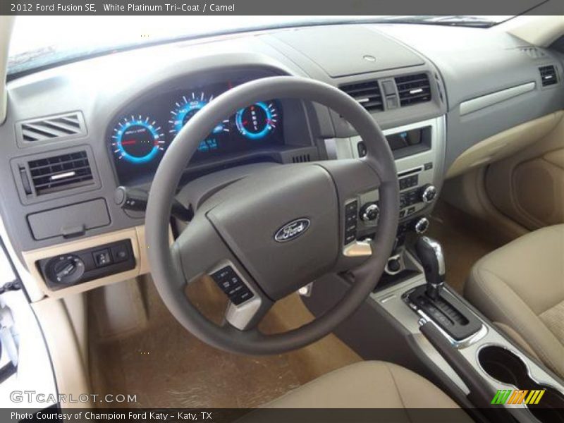 White Platinum Tri-Coat / Camel 2012 Ford Fusion SE