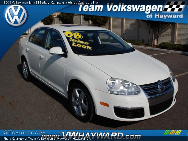 Campanella White / Anthracite Black 2008 Volkswagen Jetta SE Sedan