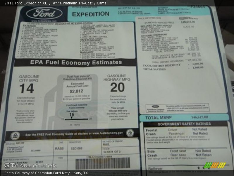 White Platinum Tri-Coat / Camel 2011 Ford Expedition XLT