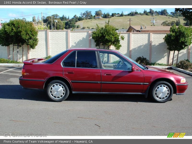 Bordeaux Red Pearl / Gray 1992 Honda Accord EX Sedan