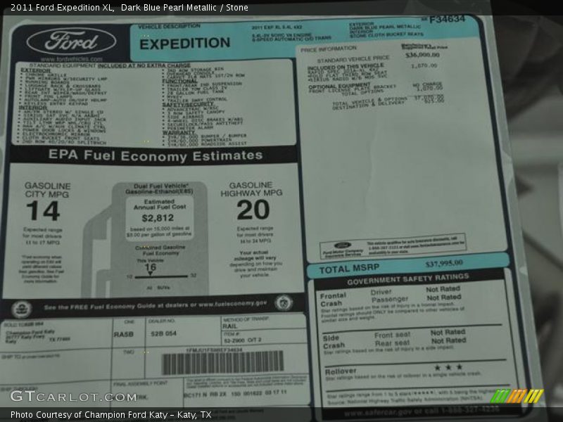  2011 Expedition XL Window Sticker