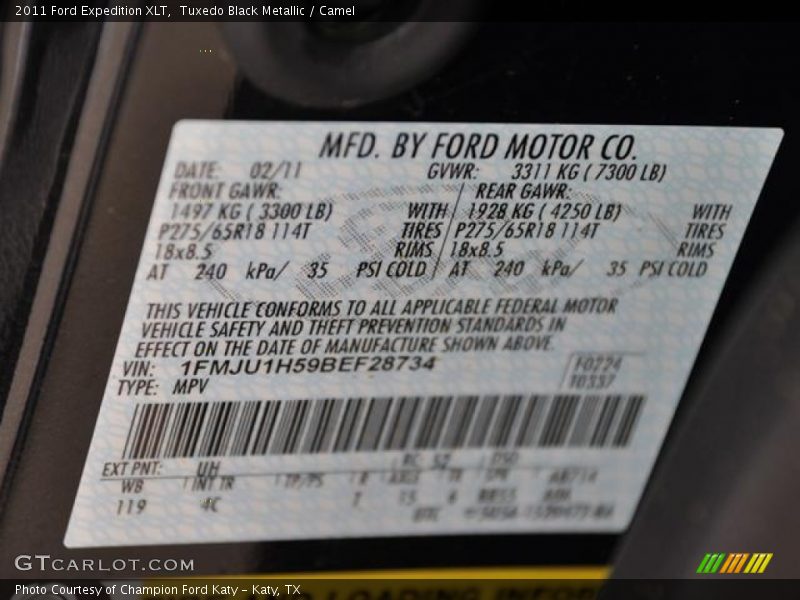 Tuxedo Black Metallic / Camel 2011 Ford Expedition XLT