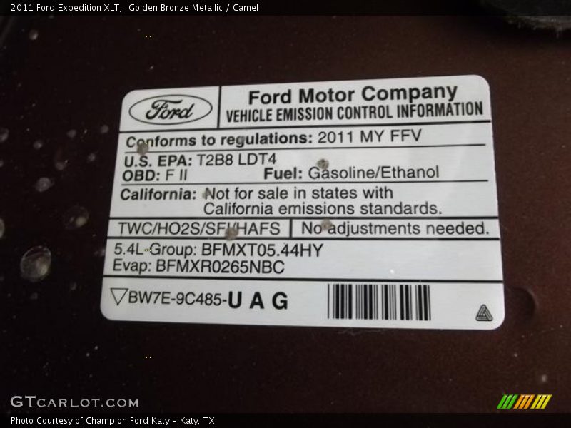 Golden Bronze Metallic / Camel 2011 Ford Expedition XLT