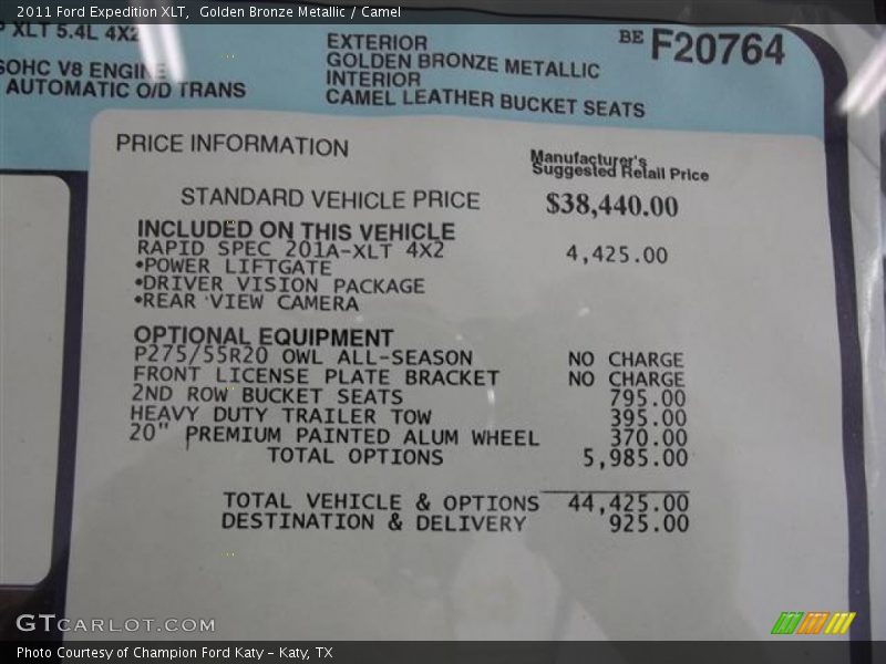 Golden Bronze Metallic / Camel 2011 Ford Expedition XLT