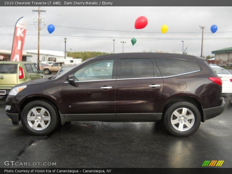 Dark Cherry Metallic / Ebony 2010 Chevrolet Traverse LT AWD