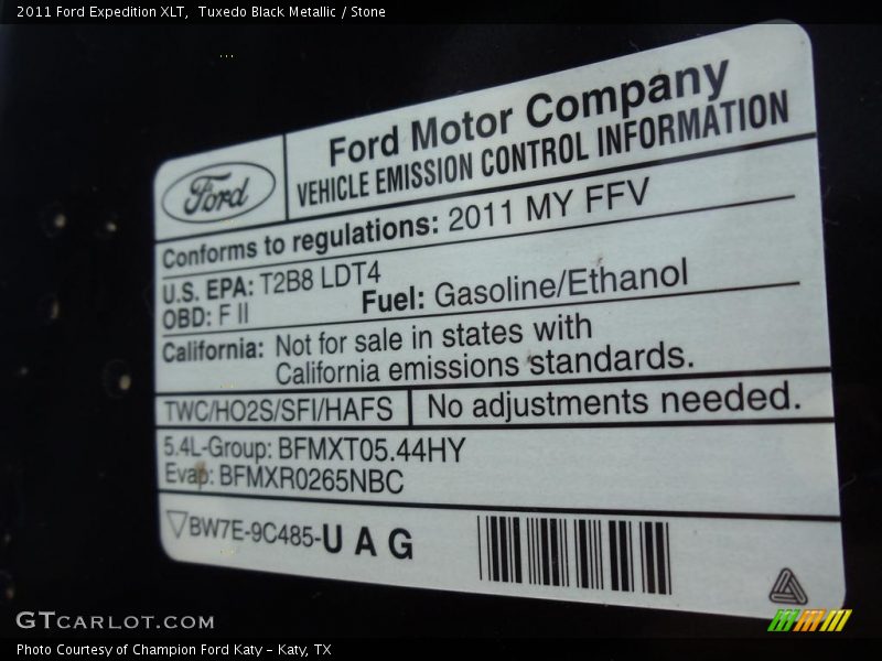 Tuxedo Black Metallic / Stone 2011 Ford Expedition XLT