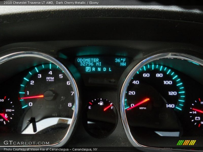 Dark Cherry Metallic / Ebony 2010 Chevrolet Traverse LT AWD