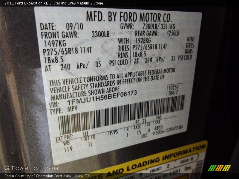 Sterling Grey Metallic / Stone 2011 Ford Expedition XLT