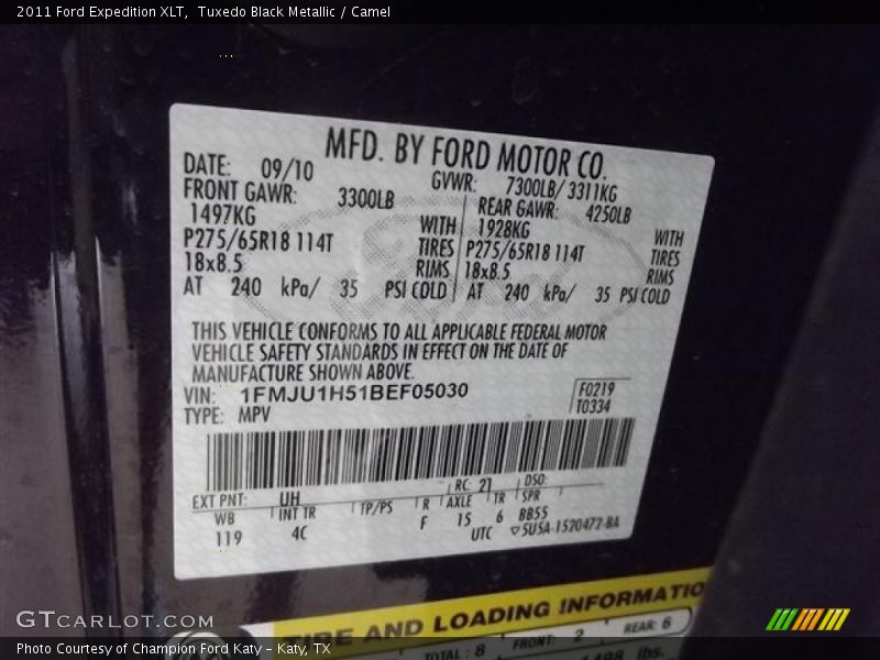 Tuxedo Black Metallic / Camel 2011 Ford Expedition XLT