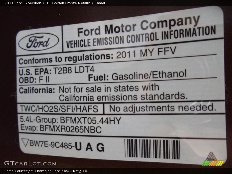Golden Bronze Metallic / Camel 2011 Ford Expedition XLT