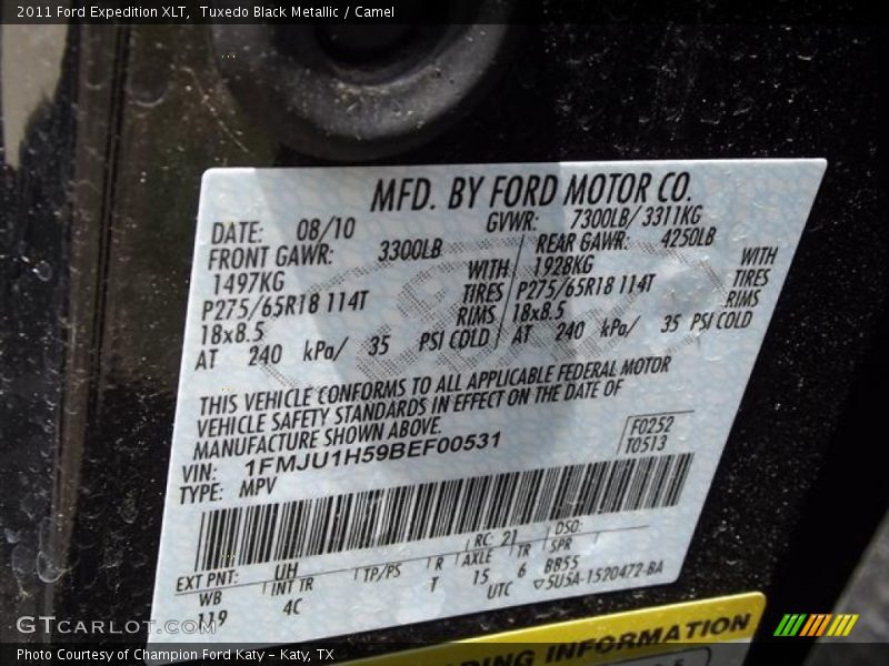 Tuxedo Black Metallic / Camel 2011 Ford Expedition XLT