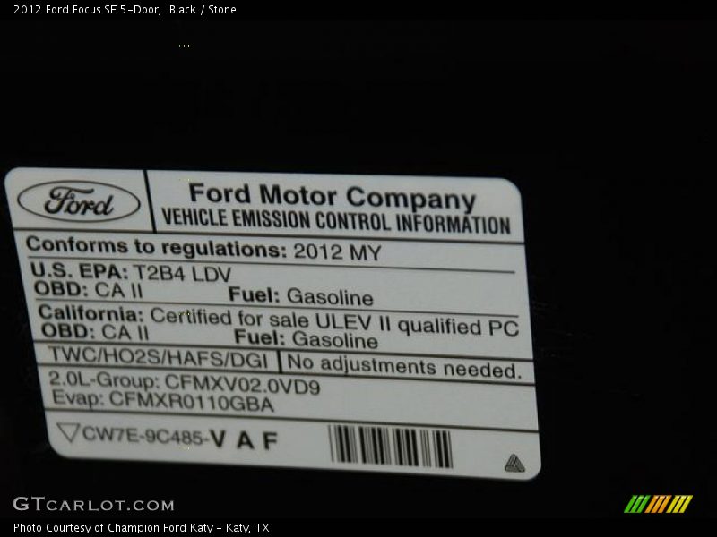 Black / Stone 2012 Ford Focus SE 5-Door